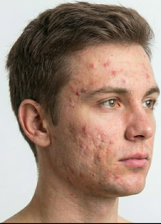 Original clinical photograph of facial acne
